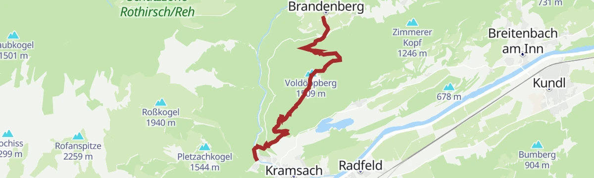 Route map: Tag 1: 4 Tage - 4 Gipfeltour
